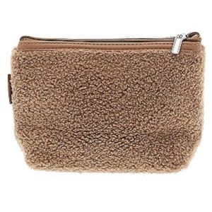 Neiman Marcus Faux Shearing Zippered Pouch/Cosmetic Bag